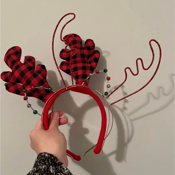 Christmas Festive Headbands - Red Plaid and Gold - Picture 4 of 8